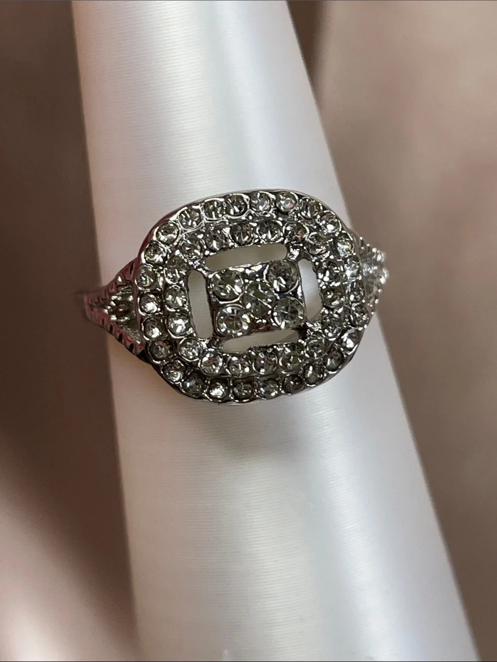 Bomb Party RETRO Diamond CZ on Rhodium Size 7